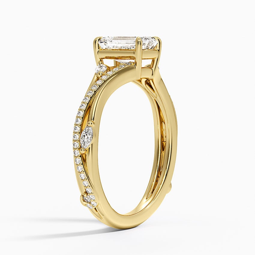 Begonia Vine Diamond Ring (1/4 ct. tw.) Yellow Gold 18k Emerald Engagement Ring