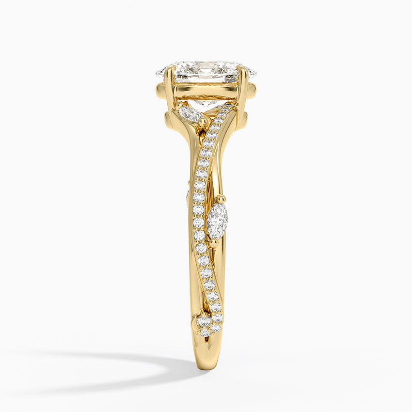 Begonia Vine Diamond Ring (1/4 ct. tw.) Yellow Gold 18k Oval Engagement Ring