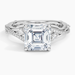 Begonia Vine Diamond Ring (1/4 ct. tw.) Platinum Asscher Engagement Ring