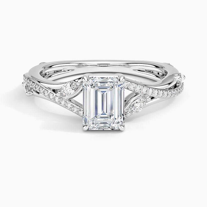 Begonia Vine Diamond Ring (1/4 ct. tw.) Platinum Emerald Engagement Ring