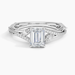 Begonia Vine Diamond Ring (1/4 ct. tw.) Platinum Emerald Engagement Ring