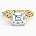 Begonia Vine Diamond Ring (1/4 ct. tw.) Yellow Gold 18k Asscher Engagement Ring