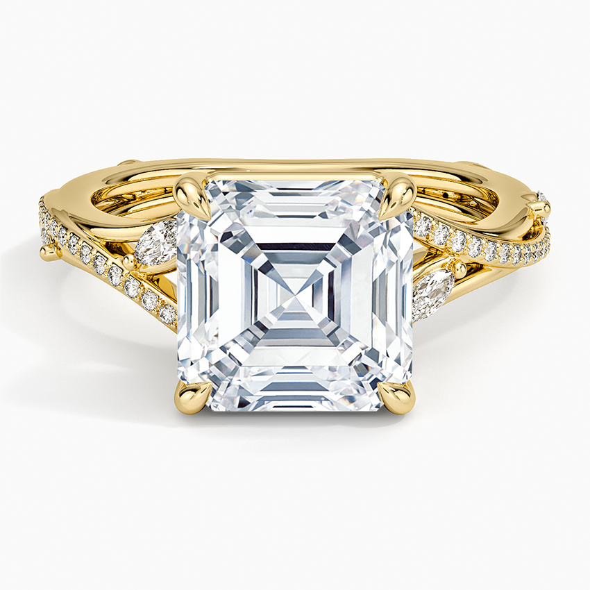 Begonia Vine Diamond Ring (1/4 ct. tw.) Yellow Gold 18k Asscher Engagement Ring
