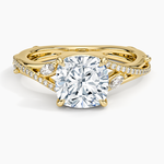Begonia Vine Diamond Ring (1/4 ct. tw.) Yellow Gold 18k Cushion Engagement Ring