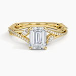 Begonia Vine Diamond Ring (1/4 ct. tw.) Yellow Gold 18k Emerald Engagement Ring