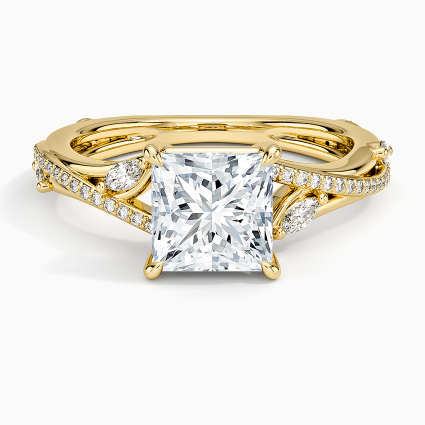 Begonia Vine Diamond Ring (1/4 ct. tw.) Yellow Gold 18k Princess Engagement Ring