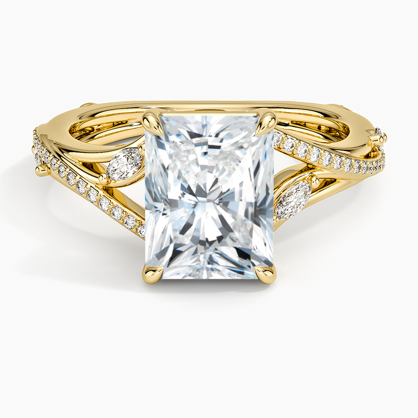 Begonia Vine Diamond Ring (1/4 ct. tw.) Yellow Gold 18k Radiant Engagement Ring
