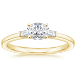 East West Tapered Baguette Diamond Engagement Ring 18K Yellow Gold OV