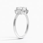 Vertical Baguette Three Stone Diamond Ring Platinum Asscher Engagement Ring