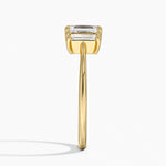 Vertical Baguette Three Stone Diamond Ring Yellow Gold 18k Emerald Engagement Ring