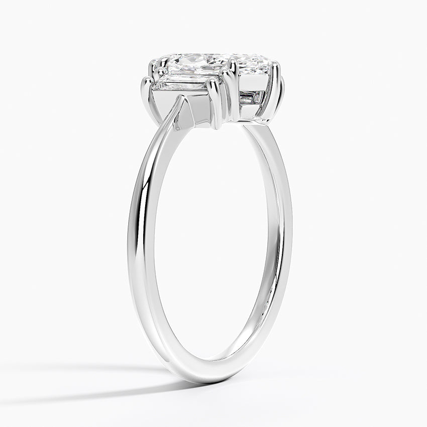 Vertical Baguette Three Stone Diamond Ring Platinum Marquise Engagement Ring