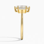 Vertical Baguette Three Stone Diamond Ring Yellow Gold 18k Marquise Engagement Ring
