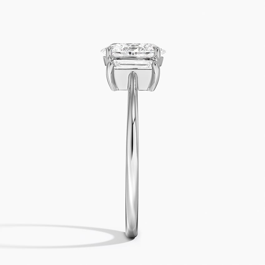 Vertical Baguette Three Stone Diamond Ring Platinum Oval Engagement Ring