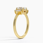 Vertical Baguette Three Stone Diamond Ring Yellow Gold 18k Oval Engagement Ring