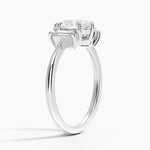 Vertical Baguette Three Stone Diamond Ring Platinum Pear Engagement Ring