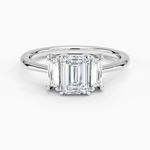 Vertical Baguette Three Stone Diamond Ring Platinum Emerald Engagement Ring
