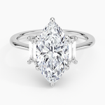 Vertical Baguette Three Stone Diamond Ring Platinum Marquise Engagement Ring