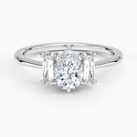 Vertical Baguette Three Stone Diamond Ring Platinum Pear Engagement Ring