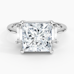 Vertical Baguette Three Stone Diamond Ring Platinum Princess Engagement Ring