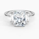 Vertical Baguette Three Stone Diamond Ring Platinum Radiant Engagement Ring