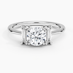 Vertical Baguette Three Stone Diamond Ring Platinum Round Engagement Ring