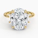 Vertical Baguette Three Stone Diamond Ring Yellow Gold 18k Oval Engagement Ring