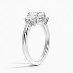 Faye Elongated Cushion Three Stone Diamond Ring Platinum Asscher Engagement Ring