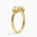 Faye Elongated Cushion Three Stone Diamond Ring Yellow Gold 18k Asscher Engagement Ring