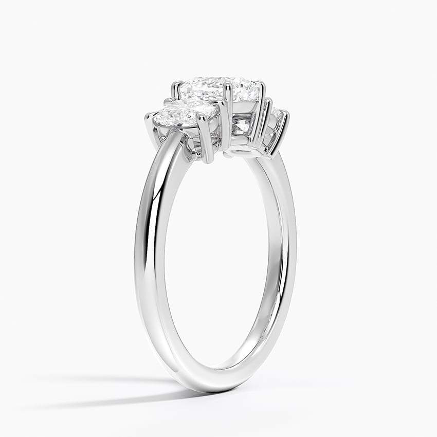 Faye Elongated Cushion Three Stone Diamond Ring Platinum Cushion Engagement Ring