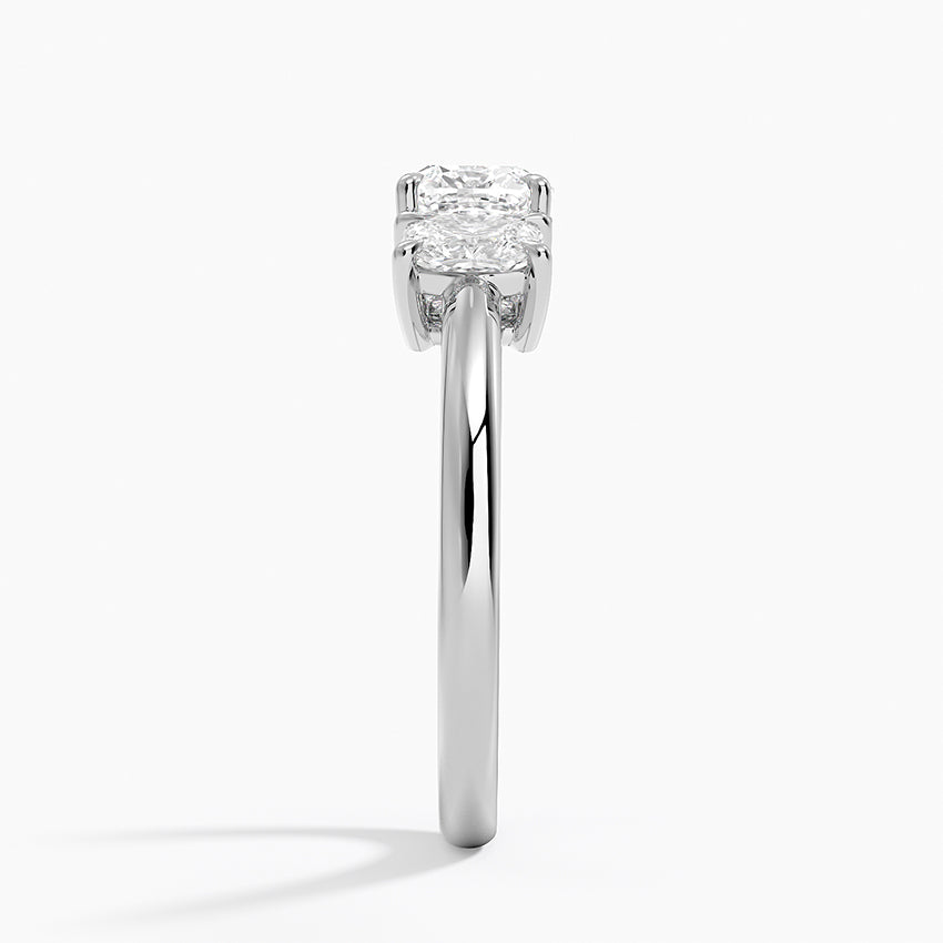 Faye Elongated Cushion Three Stone Diamond Ring Platinum Cushion Engagement Ring