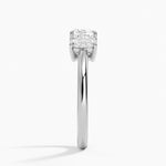 Faye Elongated Cushion Three Stone Diamond Ring Platinum Cushion Engagement Ring