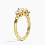 Faye Elongated Cushion Three Stone Diamond Ring Yellow Gold 18k Cushion Engagement Ring