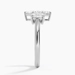 Faye Elongated Cushion Three Stone Diamond Ring Platinum Marquise Engagement Ring