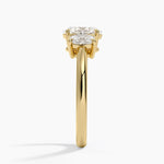 Faye Elongated Cushion Three Stone Diamond Ring Yellow Gold 18k Oval Engagement Ring