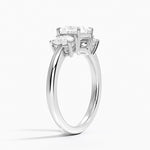 Faye Elongated Cushion Three Stone Diamond Ring Platinum Princess Engagement Ring