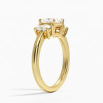 Faye Elongated Cushion Three Stone Diamond Ring Yellow Gold 18k Princess Engagement Ring