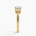 Faye Elongated Cushion Three Stone Diamond Ring Yellow Gold 18k Princess Engagement Ring