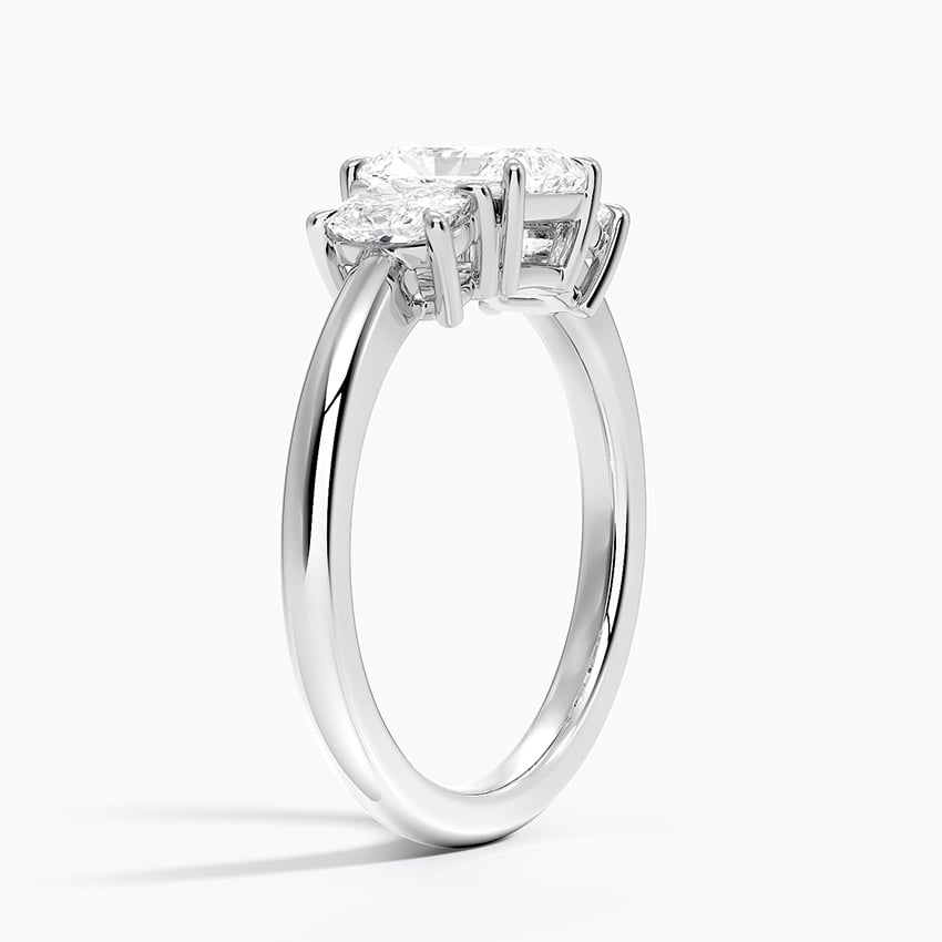 Faye Elongated Cushion Three Stone Diamond Ring Platinum Radiant Engagement Ring