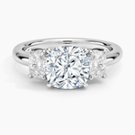 Faye Elongated Cushion Three Stone Diamond Ring Platinum Cushion Engagement Ring