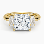 Faye Elongated Cushion Three Stone Diamond Ring Yellow Gold 18k Princess Engagement Ring
