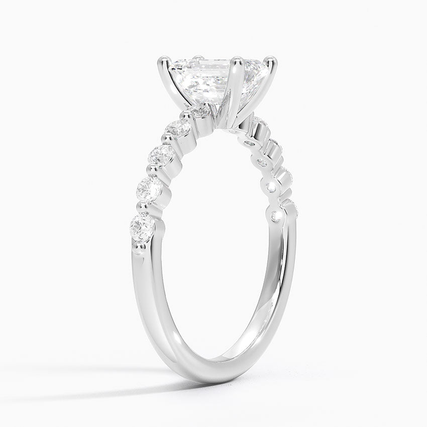 Marseille Half Coverage Diamond Ring (1/4 ct. tw.) Platinum Emerald Engagement Ring