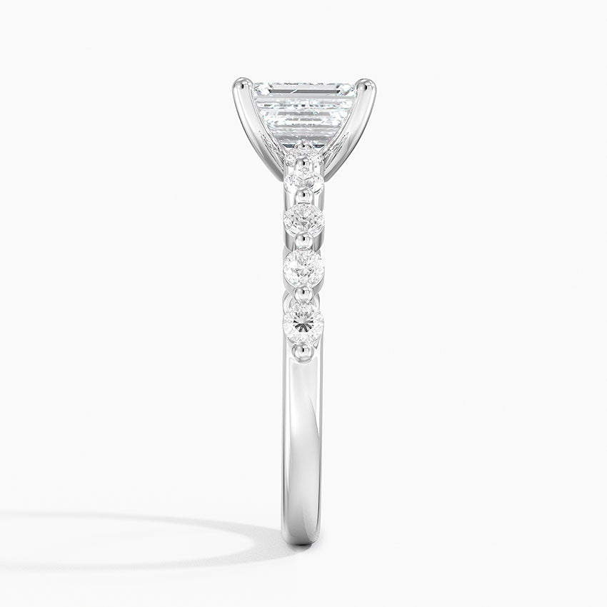 Marseille Half Coverage Diamond Ring (1/4 ct. tw.) Platinum Emerald Engagement Ring
