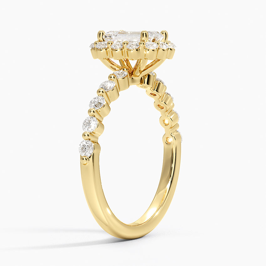 Marseille Halo Diamond Ring (1/2 ct. tw.) Yellow Gold 18k Emerald Engagement Ring