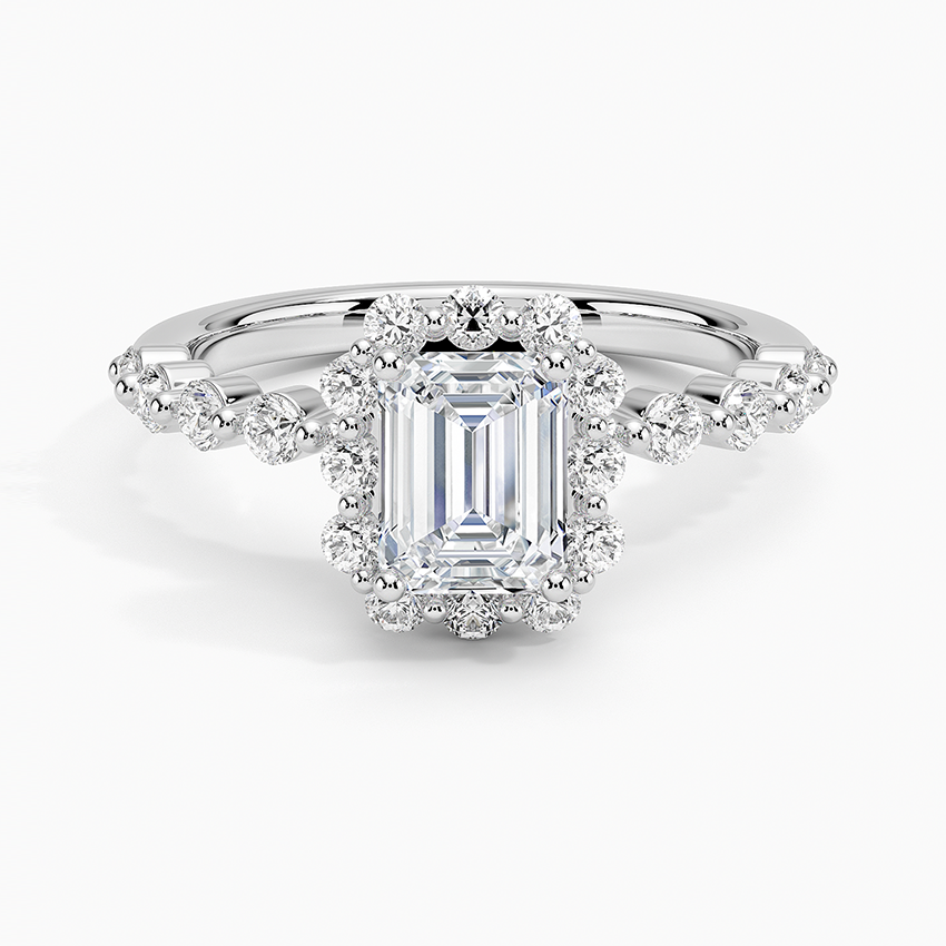 Marseille Halo Diamond Ring (1/2 ct. tw.) Platinum Emerald Engagement Ring
