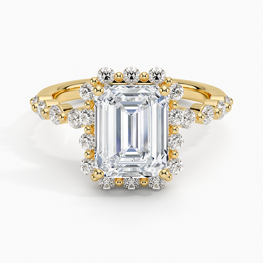 Marseille Halo Diamond Ring (1/2 ct. tw.) Yellow Gold 18k Emerald Engagement Ring