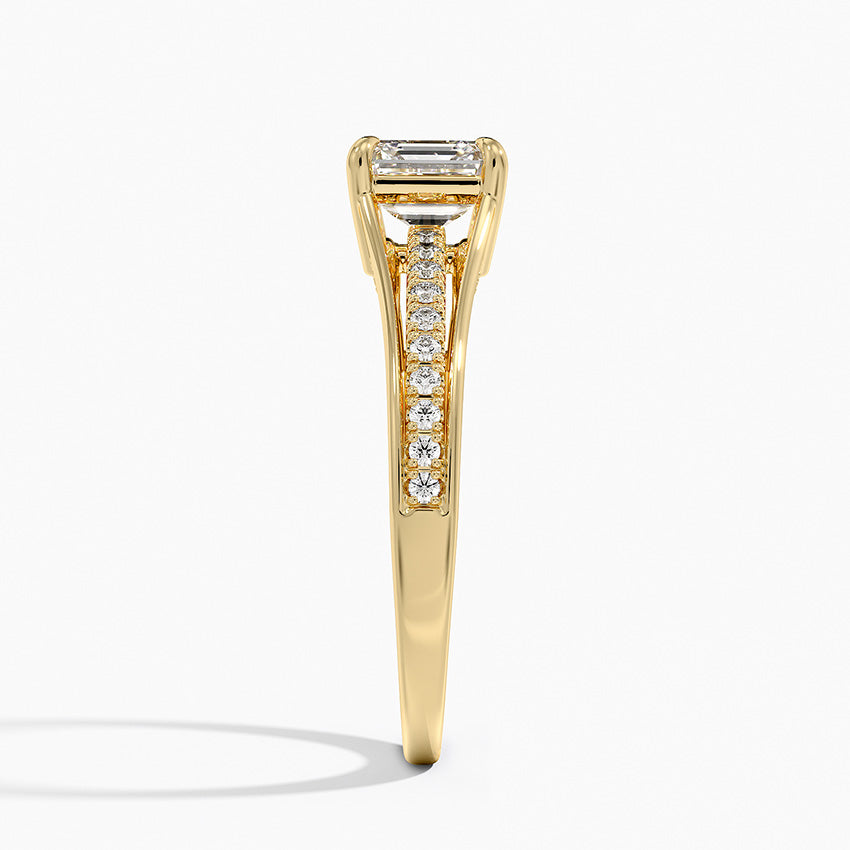 Tressa Split Shank Diamond Ring Yellow Gold 18k Asscher Engagement Ring