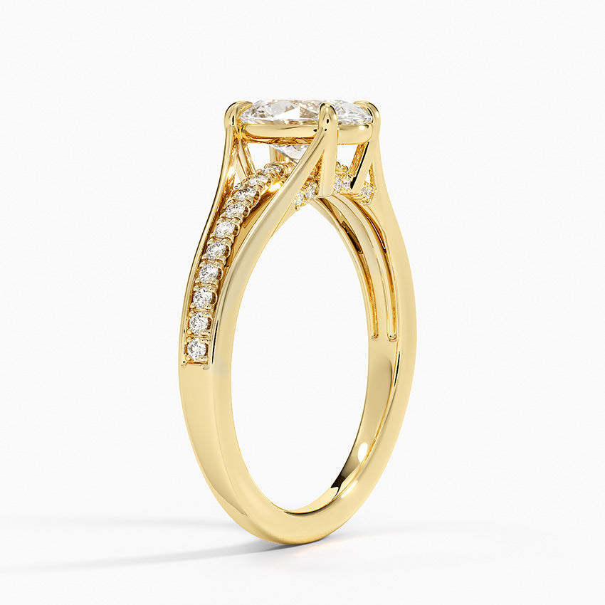 Tressa Split Shank Diamond Ring Yellow Gold 18k Oval Engagement Ring