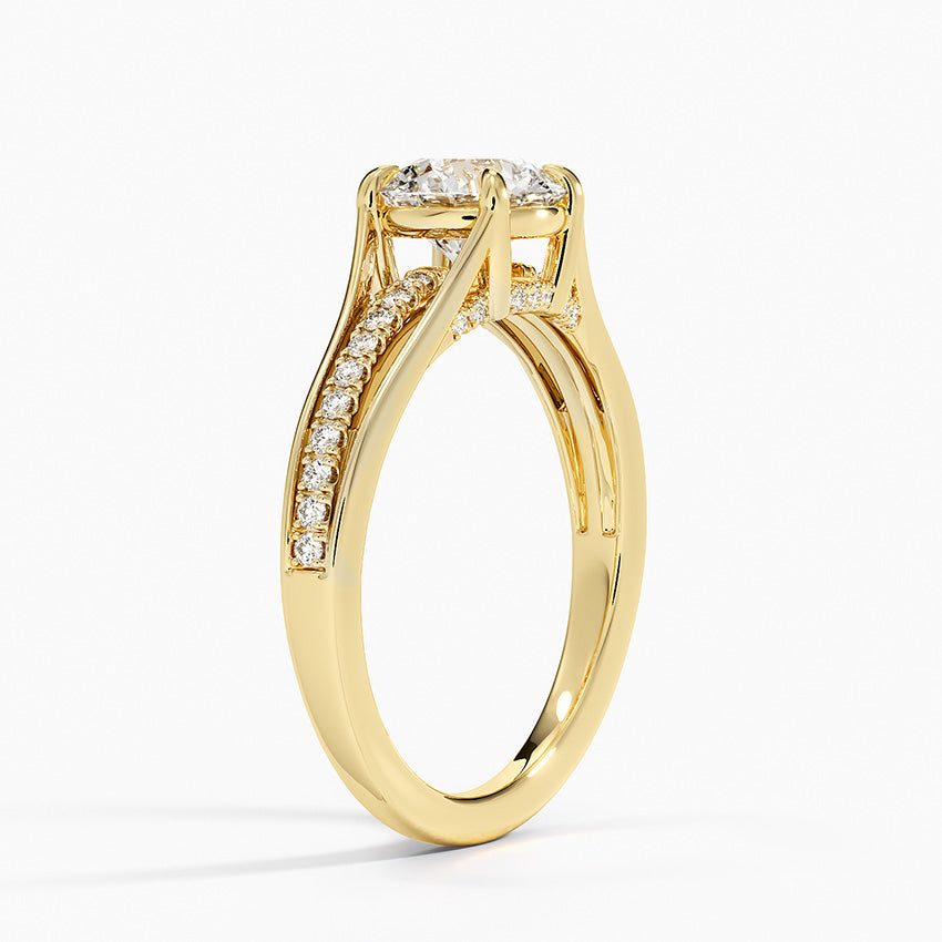 Tressa Split Shank Diamond Ring Yellow Gold 18k Round Engagement Ring