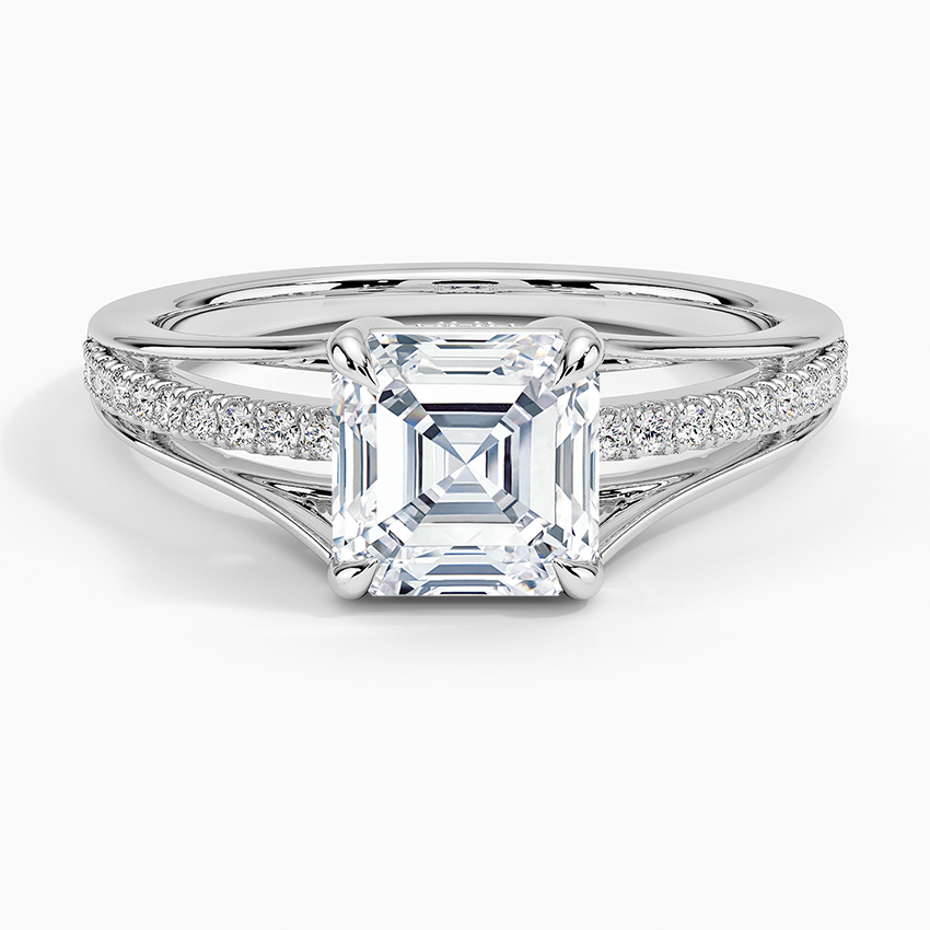 Tressa Split Shank Diamond Ring Platinum Asscher Engagement Ring