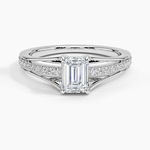 Tressa Split Shank Diamond Ring Platinum Emerald Engagement Ring